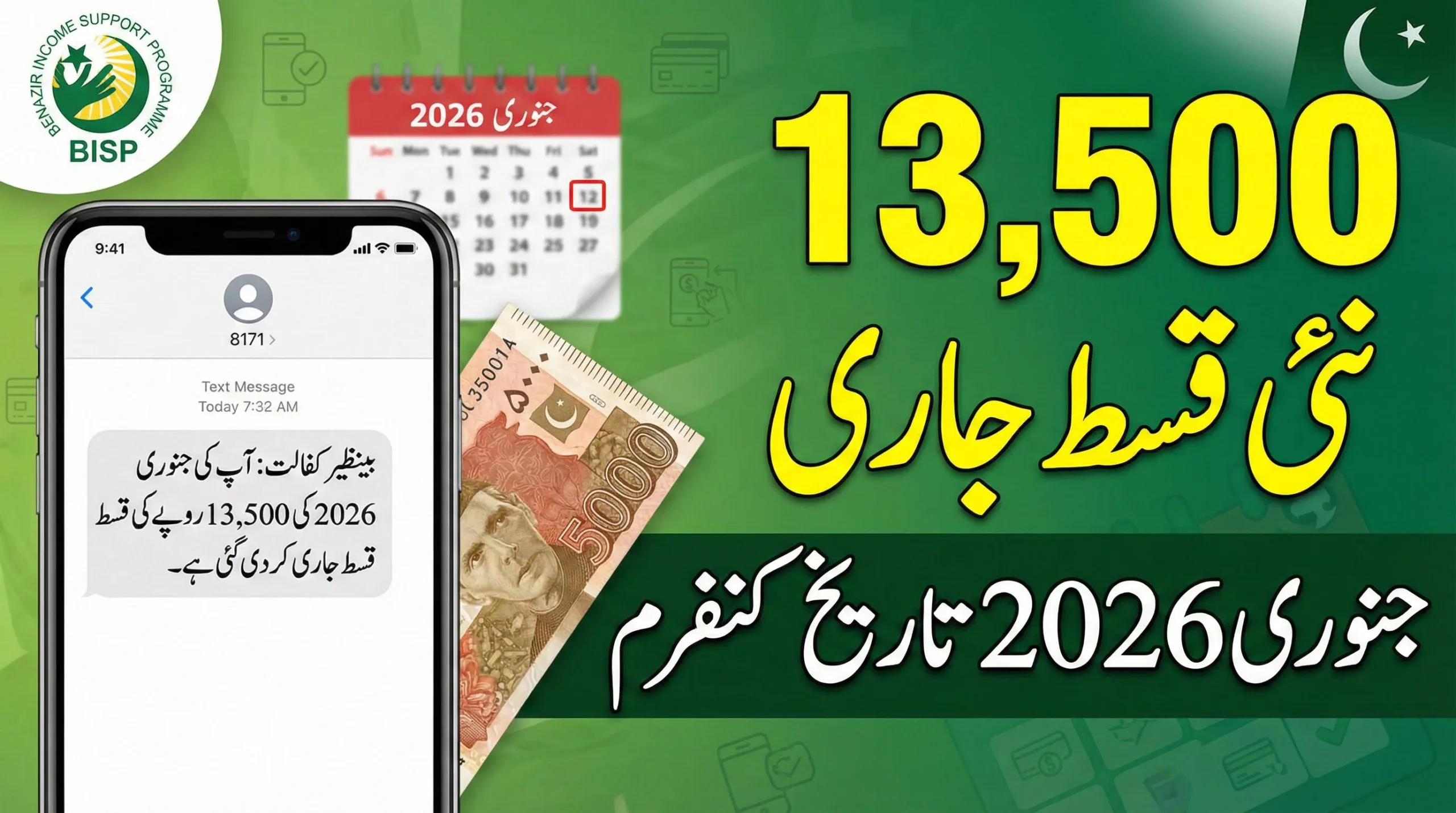 Benazir Kafalat 13500 New Installment Date January 2026