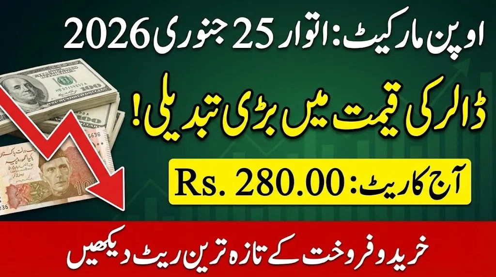 Dollar Rate in Pakistan Open Market Today – January 25, 2026 Latest Update